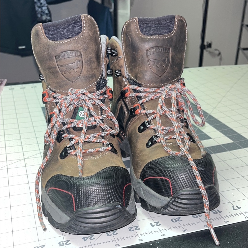 Irish Setter Tan and Black steel toe boots